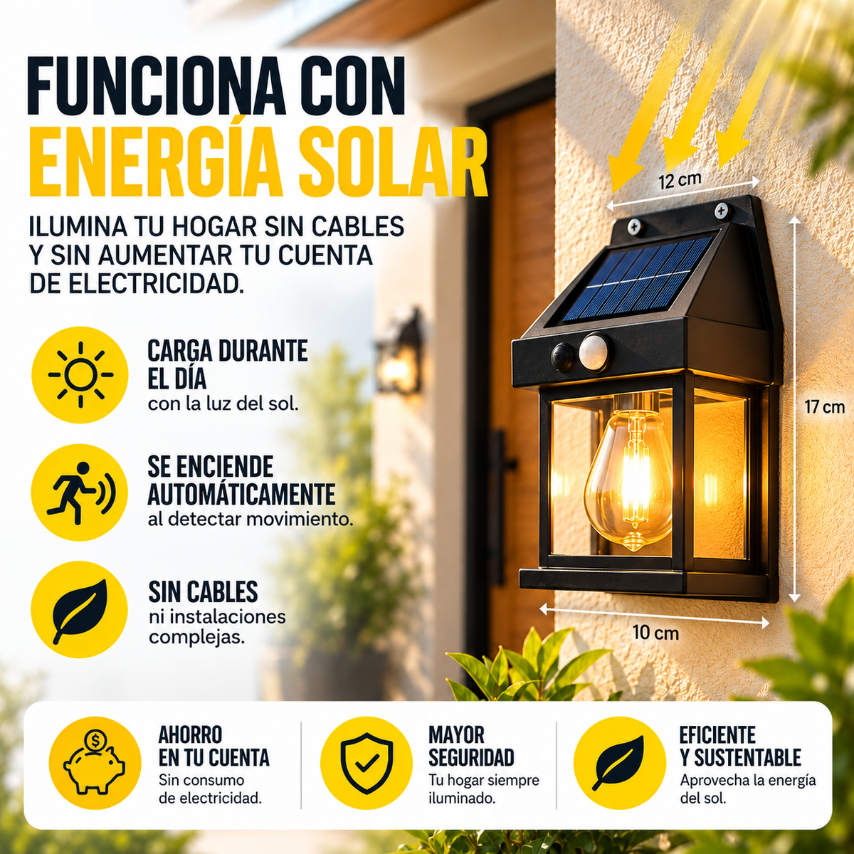 SOLARI™ - Farol vintage con carga solar